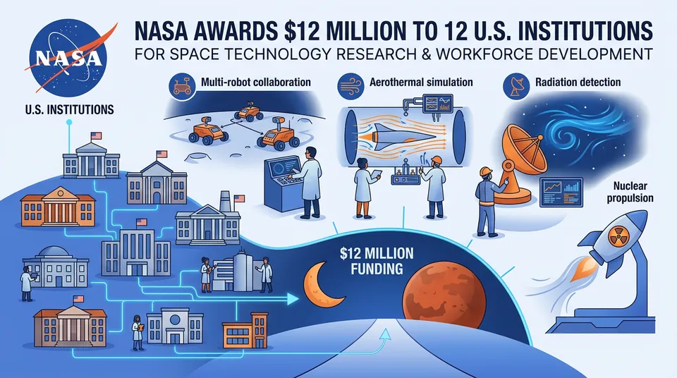 NASA awards $12 million to 12 U.S. institutions for space technology research and workforce development